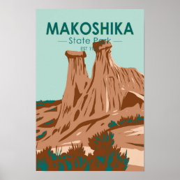 Makoshika State Park Montana Vintage Poster