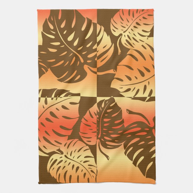 Makua Monstera Hawaiian Stripe Blend Kitchen Towel (Vertical)