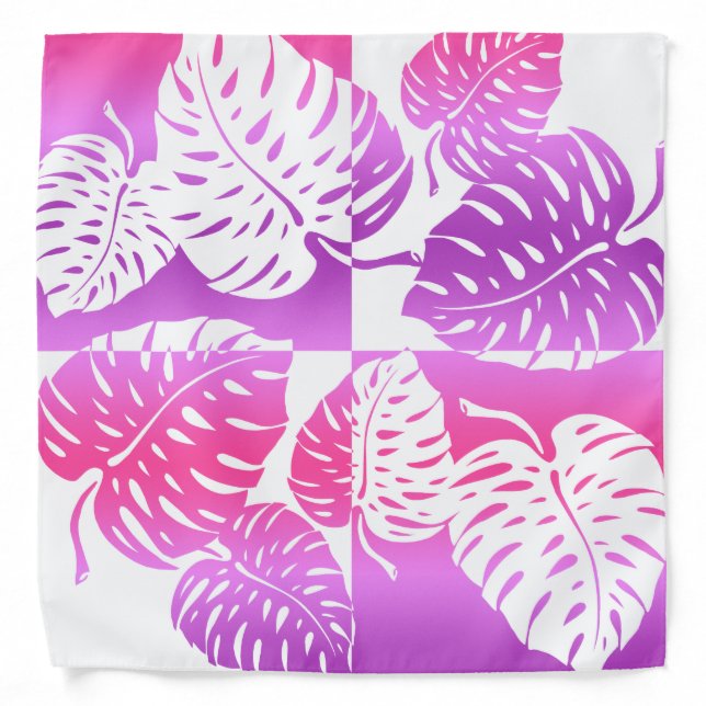 Makua Monstera Hawaiian Striped Blend Bandana (Front)