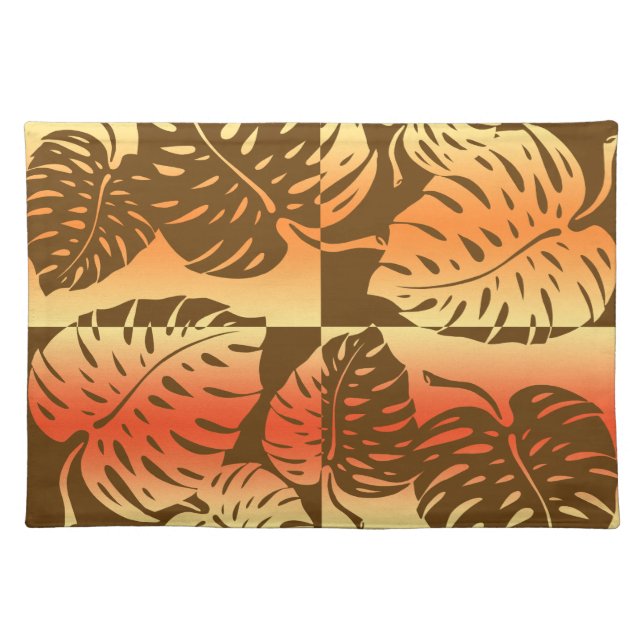 Makua Monstera Hawaiian Striped Blend Placemats (Front)