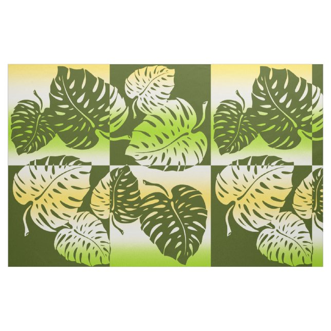 Makua Monstera Tropical Hawaiian Striped Blend Fabric (Yard)
