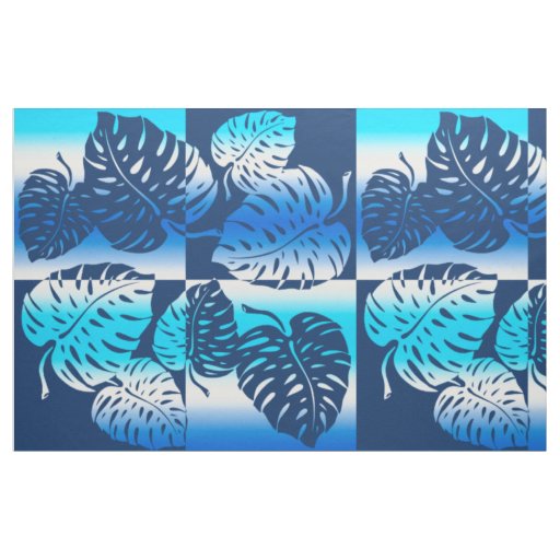 Makua Monstera Tropical Hawaiian Striped Blend Fabric