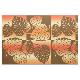 Makua Monstera Tropical Hawaiian Striped Blend Fabric