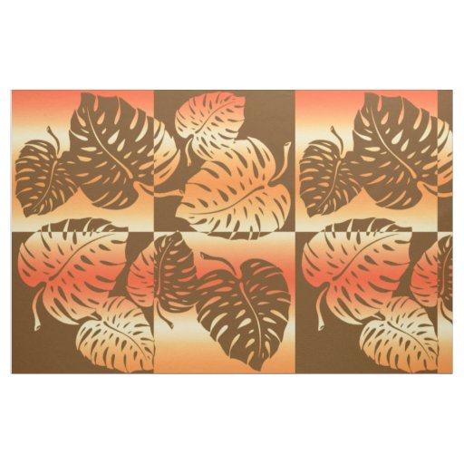Makua Monstera Tropical Hawaiian Striped Blend Fabric