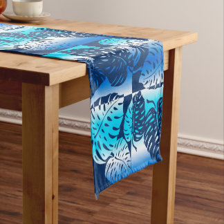 Makua Monstera Tropical Hawaiian Striped Blend Short Table Runner