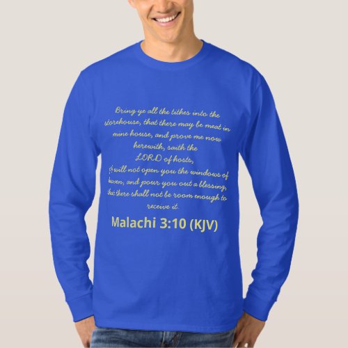 Malachi 310 KJV _ Light Yellow on Deep Royal _  T_Shirt
