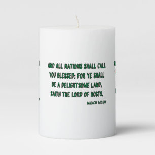 Malachi 3:12 KJV Bible Verse Pillar Candle