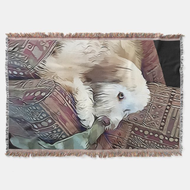 MALACHI heARTdog whoodle throw Throw Blanket (Front)
