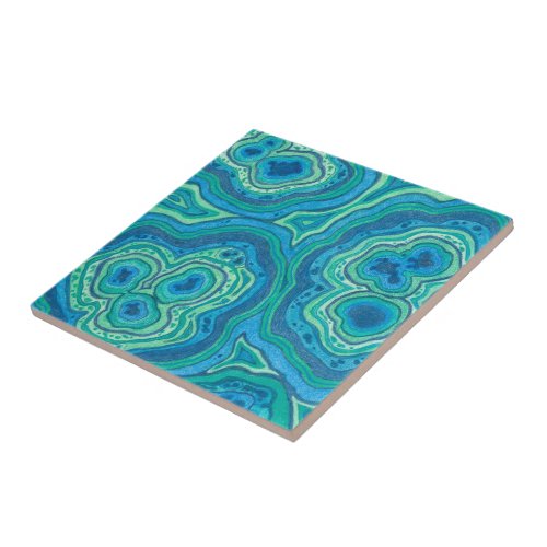 Malachite and Azurite Original Art Tile