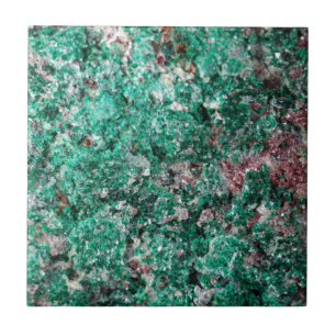Malachite and copper ceramic tile