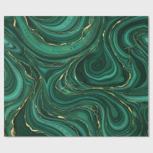 Malachite and Gold Wrapping Paper