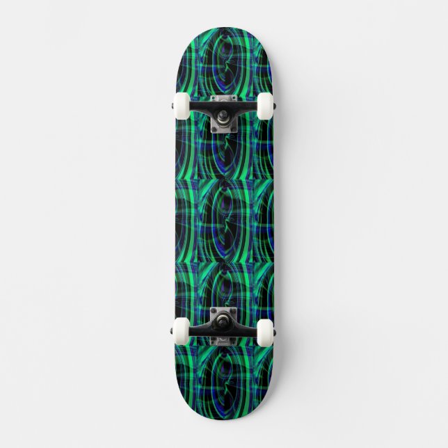 Malachite Azurite Swirl Skateboard Deck (Front)