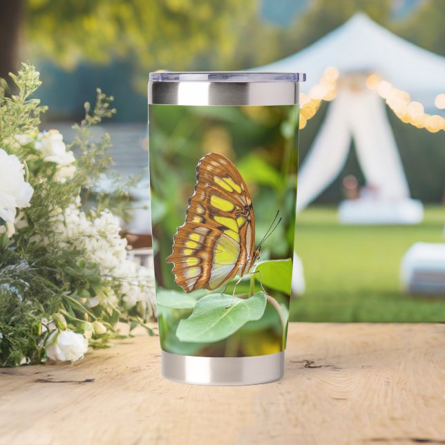 Malachite Butterfly in a Green Forest Insulated Tumbler (Wedding)