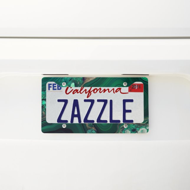 Malachite Cu6CO3(OH)2 License Plate Frame (On Car)