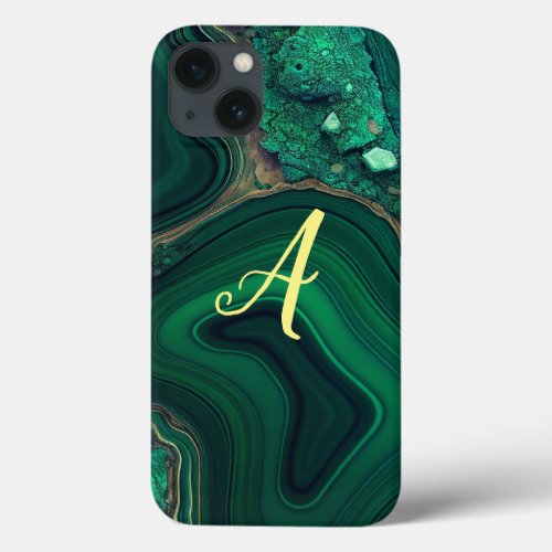 Malachite Cu6CO3OH2 Monogram iPhone 13 Case