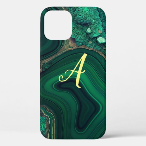 Malachite Cu6CO3OH2 Monogram iPhone 12 Case