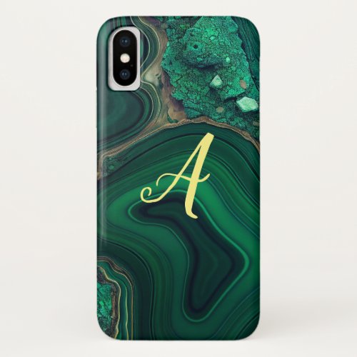 Malachite Cu6CO3OH2 Monogram iPhone X Case