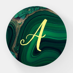 Malachite Cu6CO3(OH)2 Monogram Paperweight