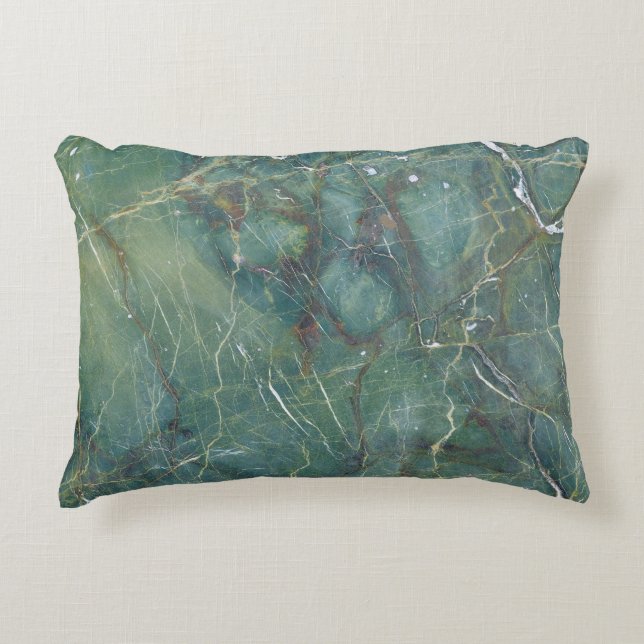 Malachite Green Marble Detailed Texture Accent Pillow (Front)