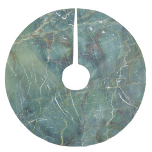 Malachite Green Marble Detailed Texture Brushed Polyester Tree Skirt