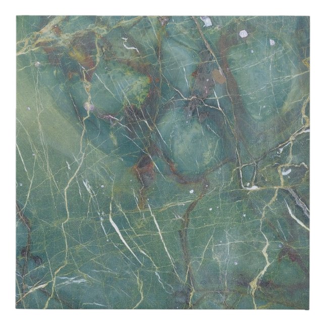 Malachite Green Marble Detailed Texture Faux Canvas Print (Front)