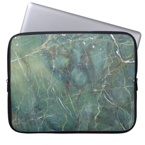 Malachite Green Marble Detailed Texture Laptop Sleeve