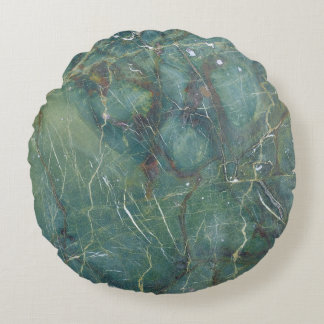 Malachite Green Marble Detailed Texture Round Pillow