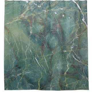 Malachite Green Marble Detailed Texture Shower Curtain
