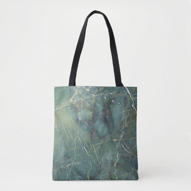 Malachite Green Marble Detailed Texture Tote Bag (Front)