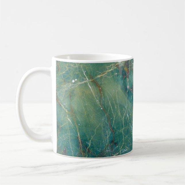 Malachite green marble texture, detail structure o coffee mug (Left)