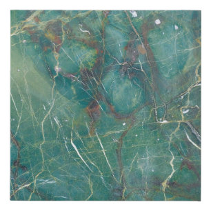 Malachite green marble texture, detail structure o faux canvas print