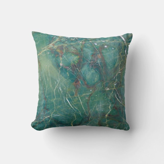 Malachite green marble texture, detail structure o throw pillow (Front)