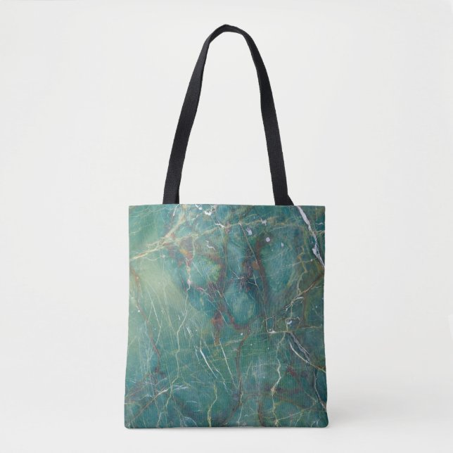 Malachite green marble texture, detail structure o tote bag (Front)