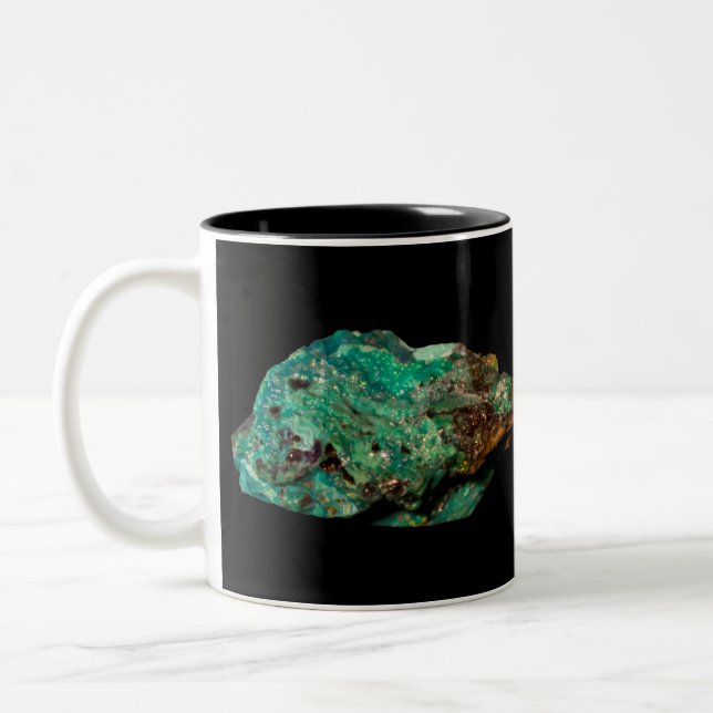 Malachite Green Mineral on Black Background Mug (Left)