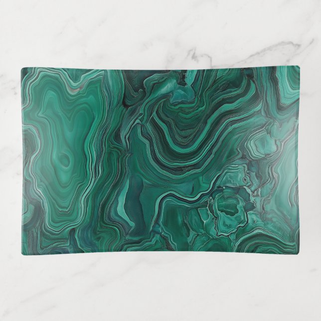 Malachite Green Stone Trinket Tray (Front)