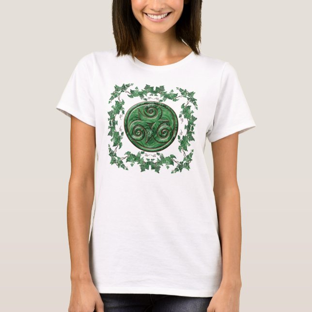 Malachite Ivy Triskel T-Shirt (Front)