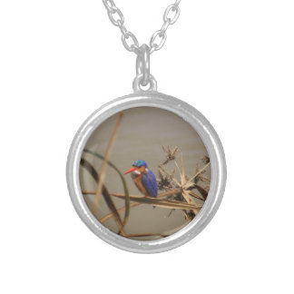 Malachite Kingfisher Silver Plated Necklace