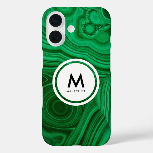 Malachite Mineral Monogram- Beautiful Green Case-Mate iPhone Case (Back)