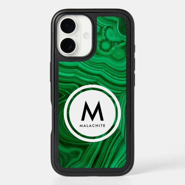 Malachite Mineral Monogram- Beautiful Green Otterbox iPhone Case (Back)