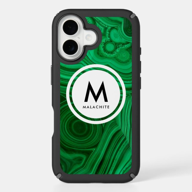 Malachite Mineral Monogram- Beautiful Green Speck iPhone Case (Front)