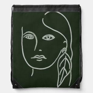 Malachite Portrait Drawstring Bag