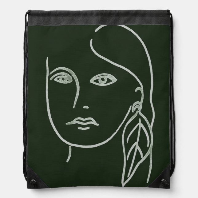 Malachite Portrait Drawstring Bag (Front)