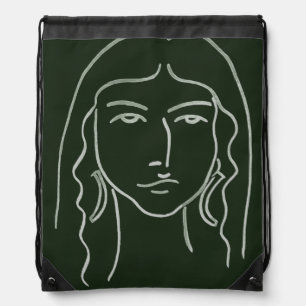 Malachite Portrait with Long Hair Drawstring Bag