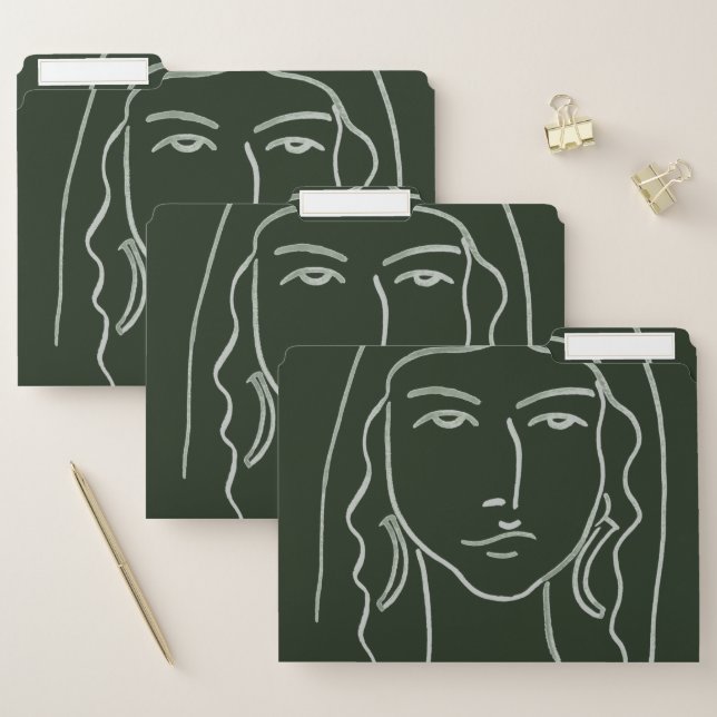 Malachite Portrait with Long Hair File Folder (Set)