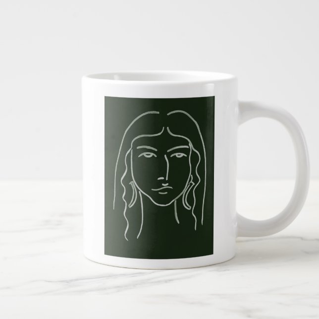 Malachite Portrait with Long Hair Giant Coffee Mug (Right)