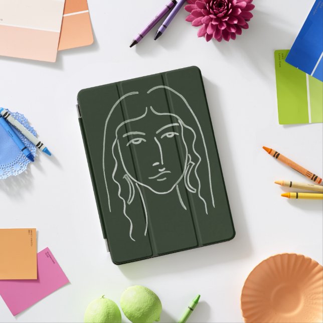 Malachite Portrait with Long Hair iPad Pro Cover (Desk)