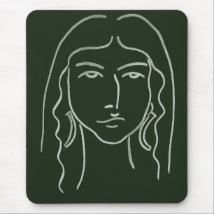 Malachite Portrait with Long Hair Mouse Pad