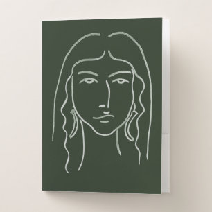 Malachite Portrait with Long Hair Pocket Folder