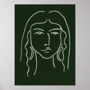 Malachite Portrait with Long Hair Poster