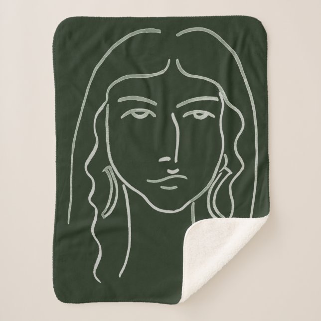 Malachite Portrait with Long Hair Sherpa Blanket (Front)